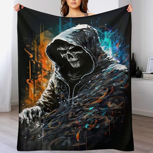Manta de franela con calaveras 130x180 cm para sofá y cama 2