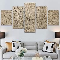 SIGNWIN 5 Panel Canvas Wall Art Modern Art Decorative Elements Expressive Leaves Multicolor Patterns Photography for Home Decorations Ready to Hang - 60