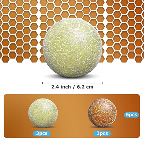 Meiwlong 6 Pcs 2.5Inch Solid Round Glass Decorative Orbs Set Mosaic Sphere Balls Christmas Party Home Living Room Table Dining Bowls Vases Tray Festival #TOP3