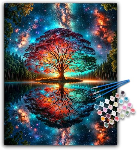 Malen nach Zahlen Erwachsene - Baum des Lebens Acryl Paint by Numbers Adult Baum des Lebens DIY Malen nach Zahlen Erwachsene Leinwand Anfänger als Geschenk für die Wohnraumdekoration 40x50 cm