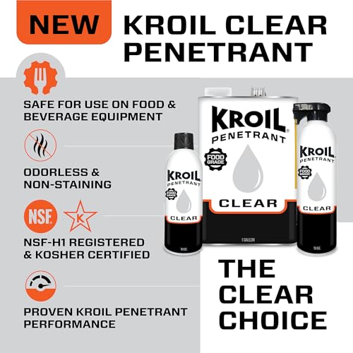 Kroil Clear Food Grade Penetrating Oil (Aerosol Spray-10oz Can-Single) | Odorless Non-Staining Industrial Rust Penetrant | NSF-H1 Registered, Kosher Certified (CKS102)