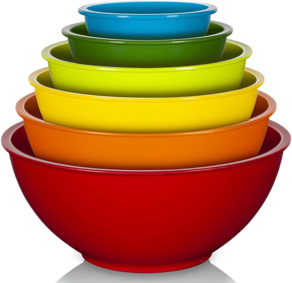 Generic Plastic Mixing Bowl Set Colorful Serving Bowls for the Kitchen, Assorted Sizes, 6 Pack