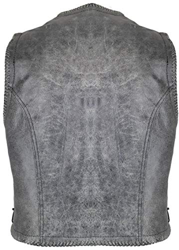 Men's Motorcycle Leather Vest in Gray3