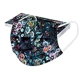 RUITOTP 10PCS Unisex Erwachsene Blumenmuster Schutz Schal - Mode Universal niedlich Print 3 Schicht elastische Earloop weichen Schal für Frauen Männer-21130-1