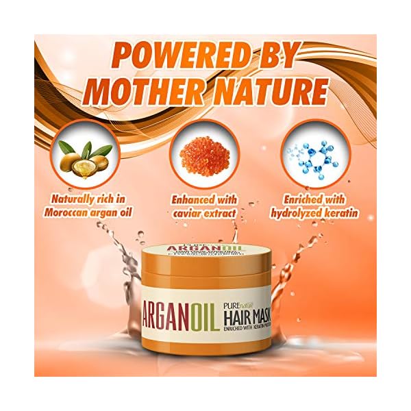 Argan-Oil-Hair-Mask-Deep-Conditioner-Treatment-for-Dry-Damaged-Hair-Moroccan-Split-End-Moisturizer-Hydrating-Product Moroccan Argan Oil Hair Mask Sulfate SLS Paraben Free - Deep Conditioner Treatment for Dry Damaged Hair - Split End Moisturizer, Hydrating Product - Salon Grade Formula – Enriched with Keratin Protein