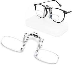 [ESAVIA] クリップ式 老眼鏡 超軽量 跳ね上げ 前掛け老眼鏡 遠近両用 ブルーライトカット リーディンググラス 跳ね上げタイプ メガネの上から コンパクト クリップアップ クリップオン シニアグラス 読書用 大きく見える 細かい作業 携帯便利 軽量 ケース