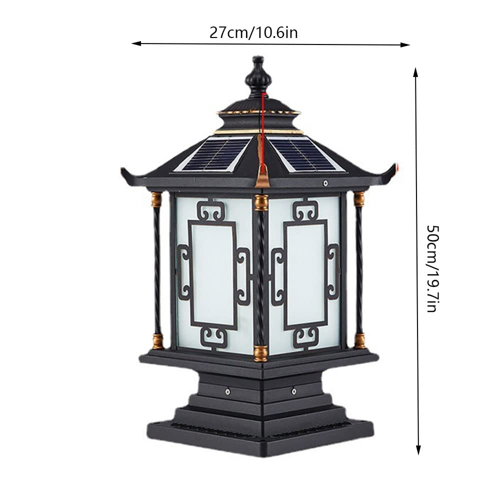 CHENKUI Solarna Lampa Słupkowa W Stylu Chińskim Przemysłowe Oświetlenie Pocztowe Kreatywna Latarnia Z Latarnią Krajobrazową Oświetlenie Kolumnowe Czujnik Zmierzchu Do Świtu IP54 Wodoodporny Super Jasn