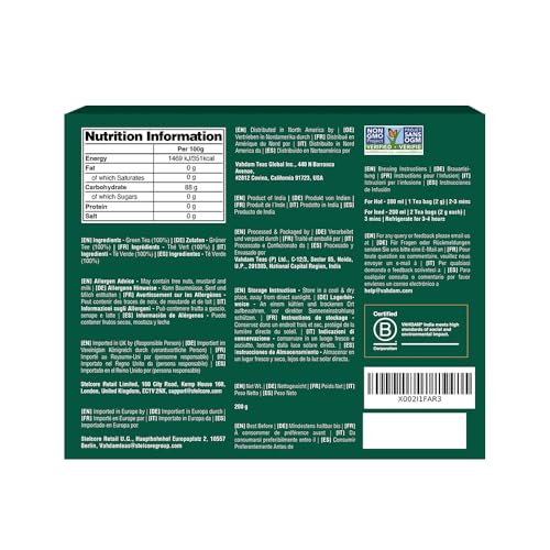 VAHDAM, Grüner Tee Von Himalaya (100 Teebeutel) 100% Reiner & Aromatischer | Natürliche Grüntee Loses Blatt | Vegan, Glutenfrei, Laktosefrei | Frisch & Direkt Von Der Quelle In Indien | Grüner Tee