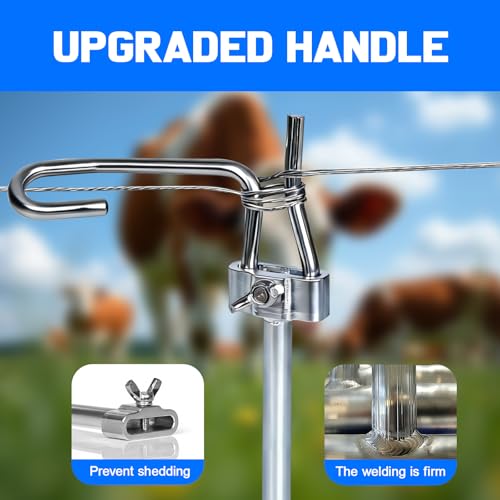 Fence Wire Tightener, 1Pcs Tighteners Handle and 20Pcs 6mm Fence Wire Tightener Clips, 1/4" Barb Wire Fencing Tools Wire Tensioning Tool for Wire Fence Farm Garden — view 2