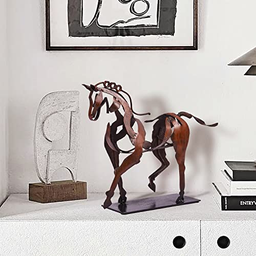 Handmade-Horse-Statue-Unique-Rustic-Decor-for-Office-Home-Hand-Painted-Metal-Sculpture-Perfect-Handicraft-Gift-for-Horse-Lovers-Brown Handmade Horse Statue Unique Rustic Decor for Office Home Hand Painted Metal Sculpture Perfect Handicraft Gift for Horse Lovers Brown