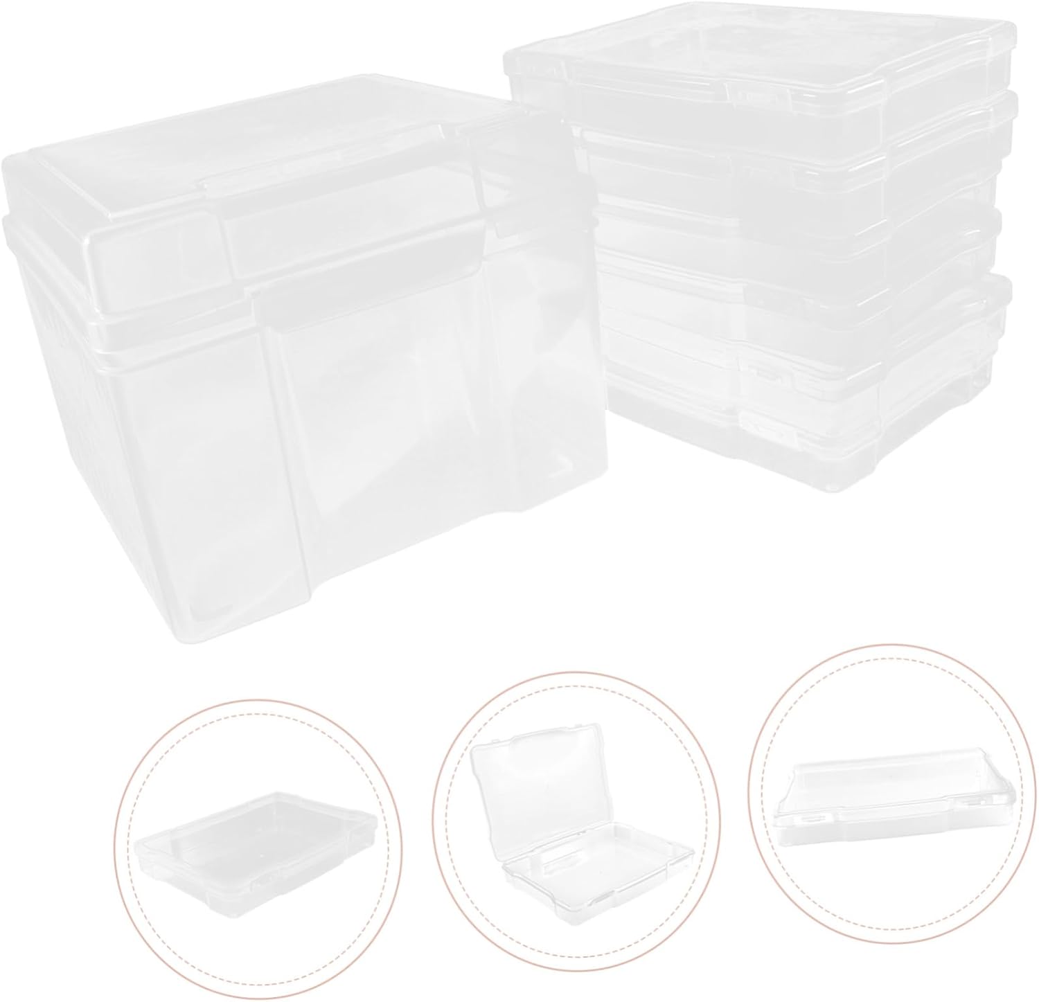 Happyyami 6Pcs Boxes postcard Electronic component card photo storage container Multifunction collection box clear card keeper case suitcase postcards case Accessories cards organizer