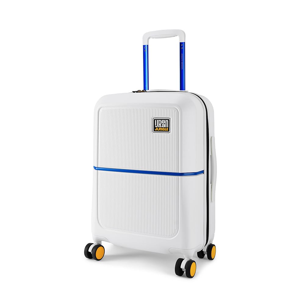 Urban Jungle Polycarbonate 360 Degree by Safari, Premium Cabin Trolley Bag, Small (55 Cm) Suitcase with USB Charging Socket, 8 Silent Wheel, Hardside Travelling Luggage for Both Unisex (Ivory White)