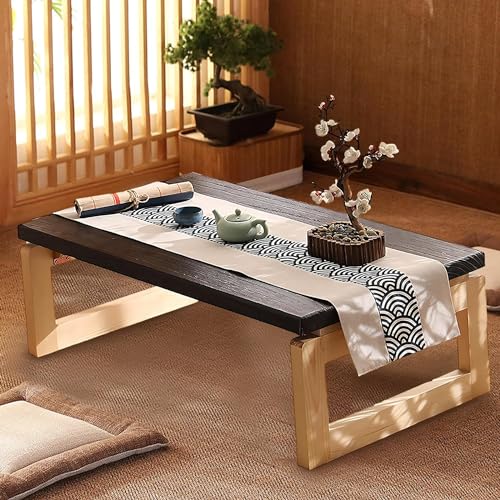Table basse japonaise en bois massif pliable 100x55 cm pour salon et tatami