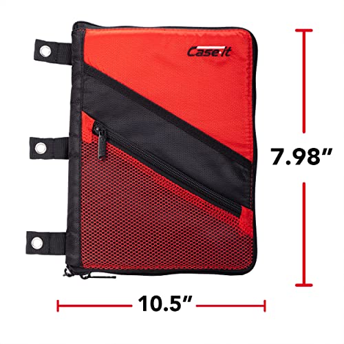 Image of Case It Tablet Binder Accessory, Padded Tablet with 3 Steel Grommets,fits Any Standard 3 Ring Letter Size Binder, Mesh Pocket on Front, Zipper Closure,TBT-100, Red