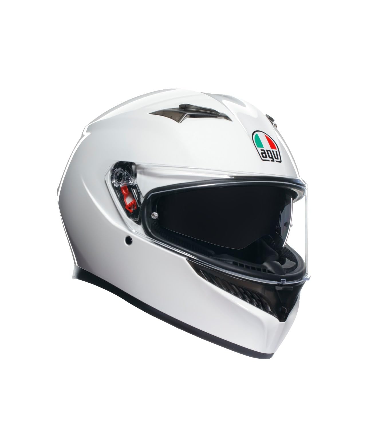 AGV - K3 E2206 MPLK, Full-face ECE Motorcycle Helmet with Spoiler and Scratch Resistant UV Visor, with Interphone Ready, Mono White, Unisex, L