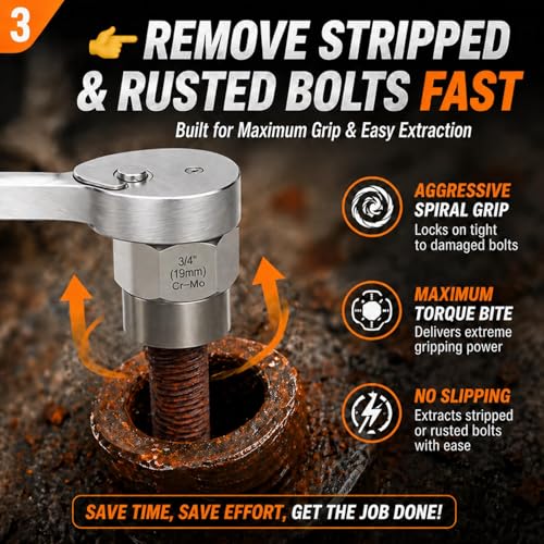 Image of 33 PCS Bolt Extractor Set, 3 /8 inch & 1 /4 inch Drive Impact Bolt & Lug Nut Remover | Easy Out Bolt Extractor Kit, Screw Extractor Kit, Bolt Remover For Broken, Damaged, Frozen, Stripped Bolts,Studs and Nuts