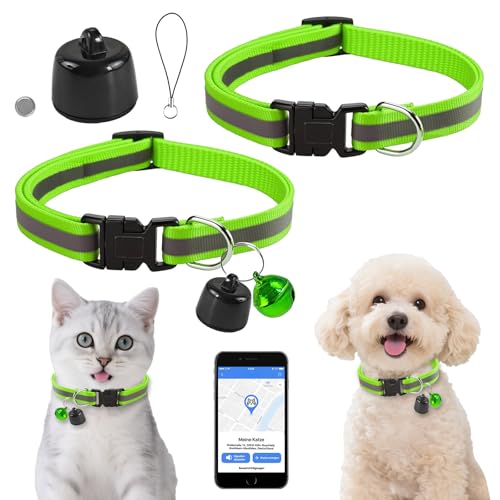Katze GPS Tracker Hund Kompatibel mit iOS ＆ Android, Weltweite Standortverfolgung, Katzen Halsband GPS Trackers Ohne ABO, Mini Pet Tracker für...