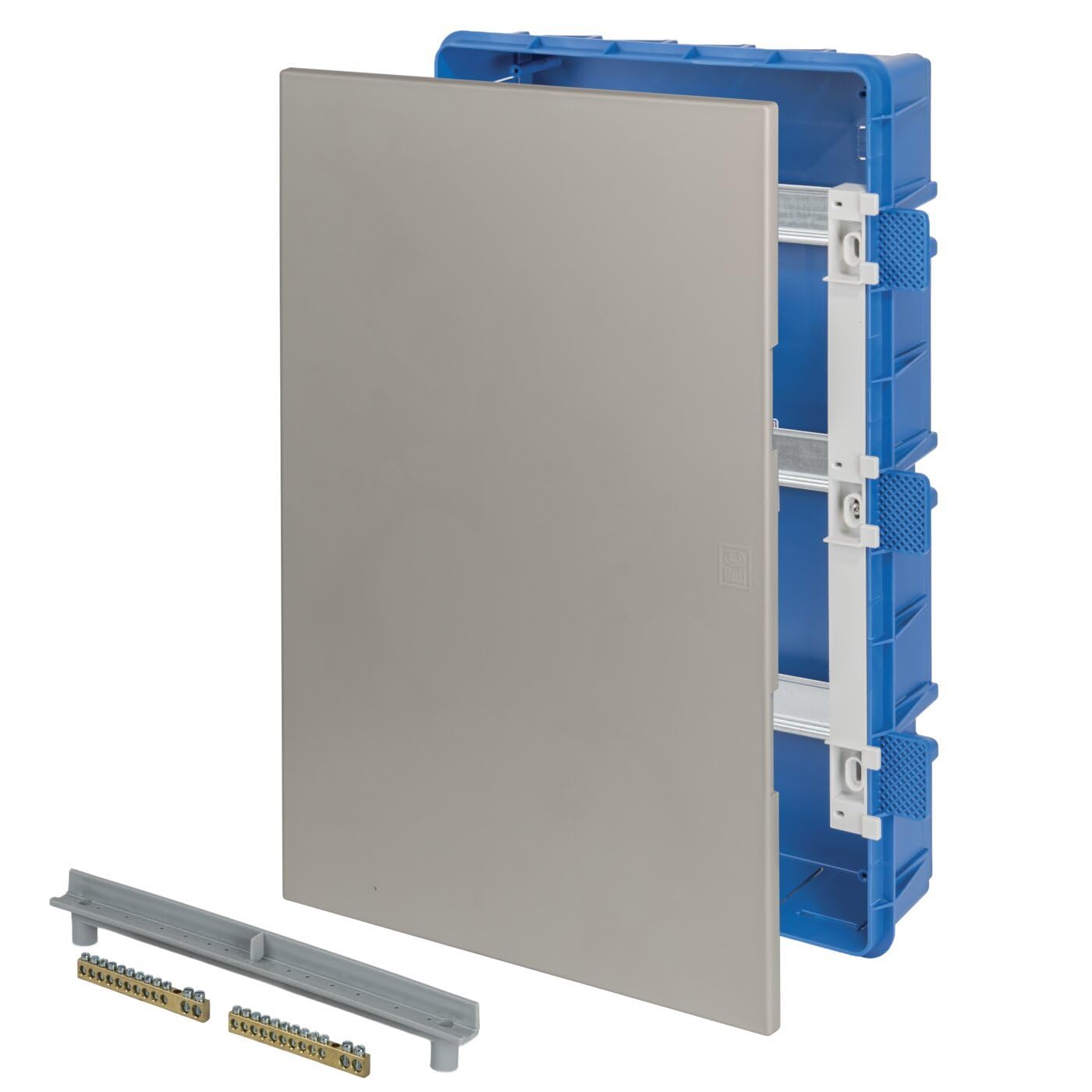 Boîtier encastrable pour cloison sèche avec bornier – Tableau électrique 36 modules DIN (3 x 12), ultra fin 11 mm, style moderne et élégant, IP40, rail DIN, pour rénovation d'appartements, sable