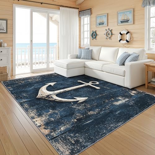 Zoainuos Anchor Rug for Nursery - 5x7 Rug, Nautical Living