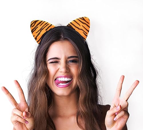 Liatunou Tiger Ear Headband Cat Ear Headpiece Cute Headwear for Halloween Christmas Party Favor Birthday Gift