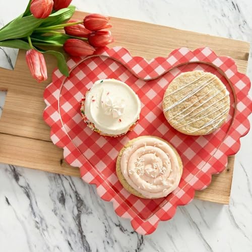 Qinyoung 13.4 x11.8 Large Valentine's Day Heart Shape Wooden Tray