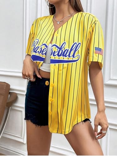 Baseball Shirt Jersey Women Baseball Player T-Shirt Game Day Fan Graphic Tees Button up Short Sleeve2