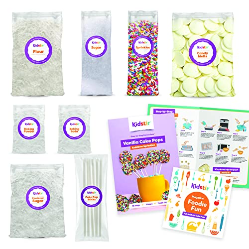 Kidstir Kids Baking Set Diy Baking Kits, Cake Pop Kit With Everything, All-In-One Baking Kit With Cake Pop Stand, Pre-Measured Ingredients, Best Gift Idea For Boys And Girls Ages 6-12. Vanilla #TOP4