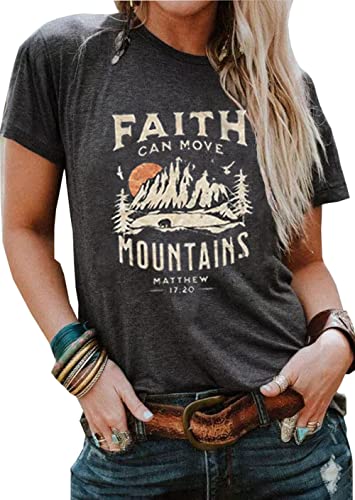 Faith Can Move Mountains Matthew Tank Tops Women Outdoor Hiking Shirt Tops Adventure Sleeveless Camping Tank Tops