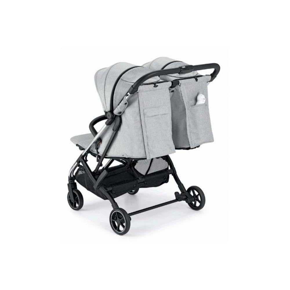ART851-210 Cam Passeggino doppio - Grigio - GEM, passeggino perfetto per gemelli e/o fratelli e sorelle di diverse età, da 0 a 4 anni (22 kg.), Pieghevole compatto, Facile da trasportare, imbracatura.