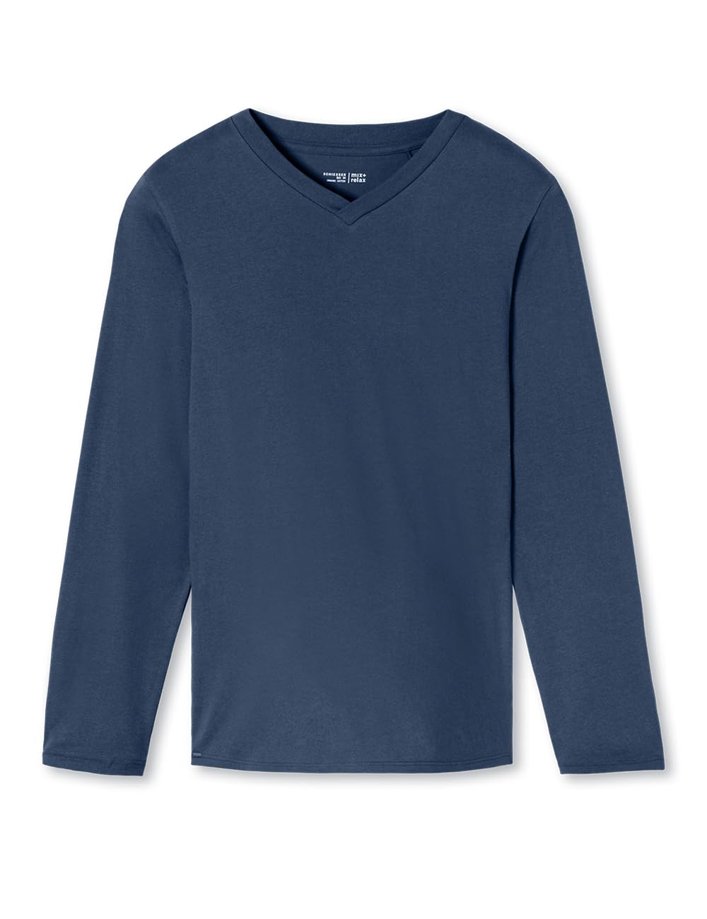 Schiesser Herren Schlafshirt Langarm V-Ausschnitt - Mix + Relax - Organic Cotton Camiseta de Pijama Hombre (Pack de 1)