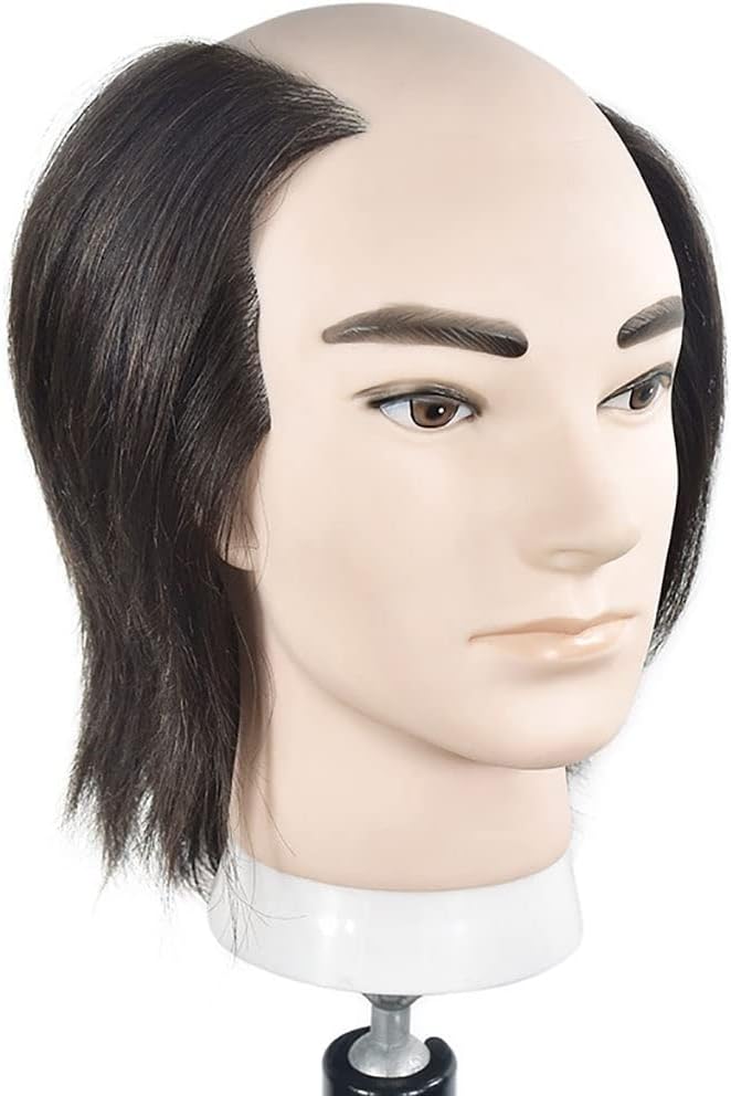 Man Mannequin Head 100% Real Human Hair Bald Model Head Cosmetology Hairdressing Training Manikin Doll