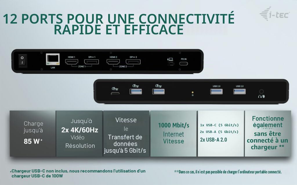 I-Tec Universal Dual 4k Display Docking Station + Power Delivery 85w (I-Tec Universal Dual 4k Dock - Power Delivery 85w)