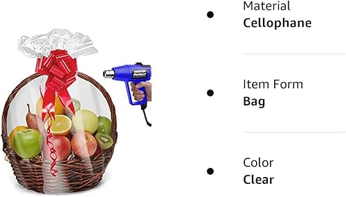 Miniatura 8 de Purple Q Crafts Paquete de 10 bolsas retráctiles para cestas de regalo, bolsas retráctiles de PVC de celofán transparente, 24 x 30 pulgadas