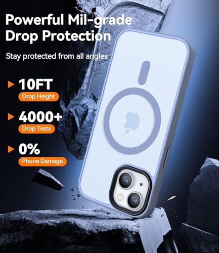 Image of VONZEE Magnetic Case Compatible with iPhone 15, MagSafe Compatible Translucent Matte TPU + Hard PC Back Cover, Anti-Scratch Shockproof Protective Phone Case, Slim Durable Design, Official Blue
