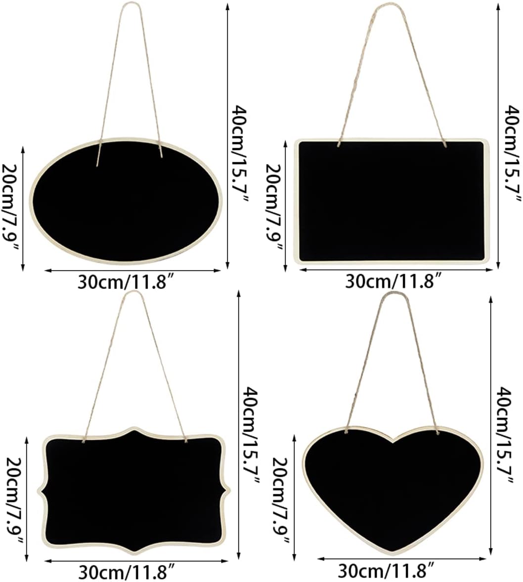 ECYC Ltd Wooden Chalkboard Signs with Hanging String Decorative Small Blackboard Erasable Memo Message Board Hanging Signs for Home, Garden, Weddings, Birthday Parties and Event Decor, 11.8"x7.9"