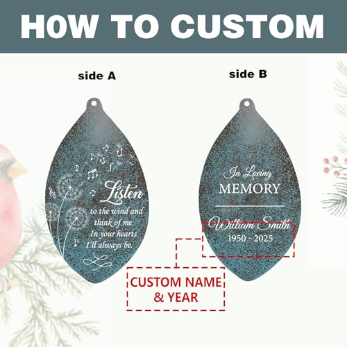 Image of ASTARIN Custom Memorial Wind Chimes, Three Colors Personalized Sympathy Wind Chime for Loss Lover, Commemorative Wind Chime Deep Tone for Condolences /Funeral, Produced in Texas