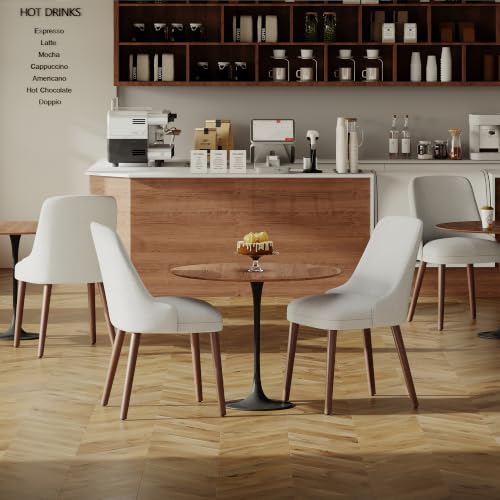 Image of MALOL Upholstered Dining Chairs Set of 2, High-Back Dining Room Chair with Wood Legs, Padded Kitchen Chairs for Dining Room /Restaurant /Cafe, Light Grey