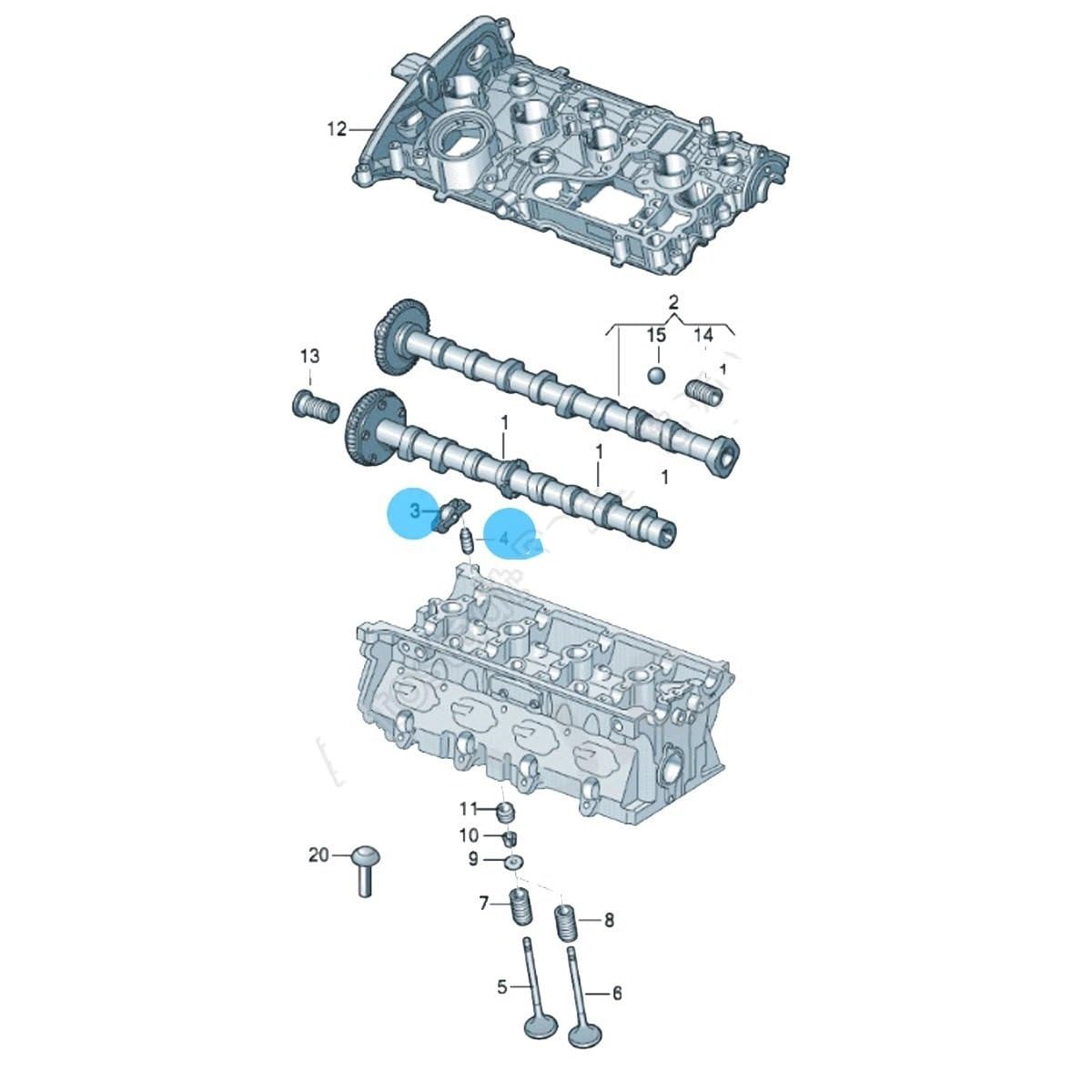 renvoi soupape Ensemble de culbuteurs hydrauliques d'admission et d'échappement, 16x, pour A4 A6 Q5, Golf, Jetta levier échappement
