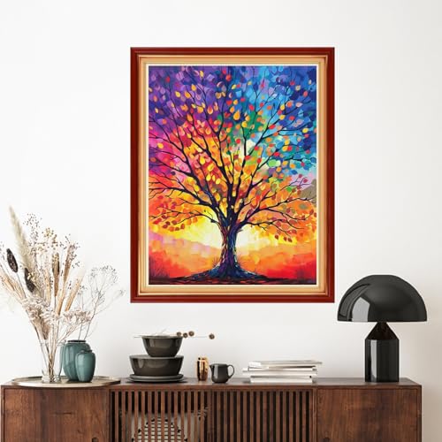 Image of Artvxeay Stamped Cross Stitch Kits - Embroidery Kits for Beginners Cross Stitch Kits for Adults 11 CT Printed Patterns Needlepoint Kits - Sunlight Tree 16x20 inch