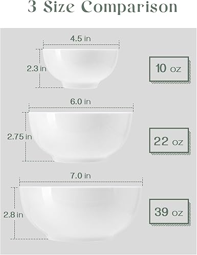 Miniatura 7 de DOWAN Juego de 4 cuencos de sopa de 39 oz - Grandes cuencos para cereales, cuencos de ramen blancos de cerámica grandes y profundos para fideos,