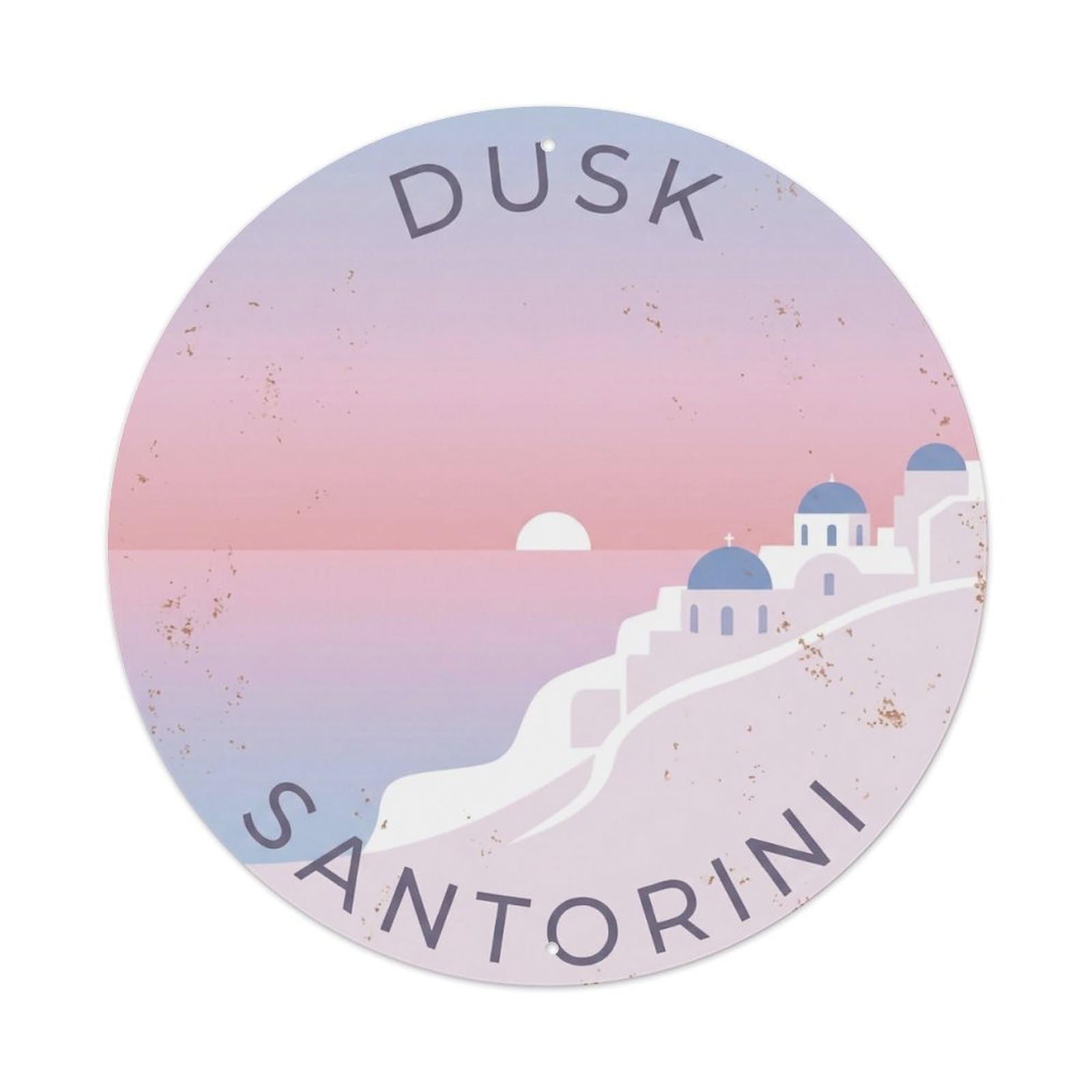 Vintage Travel Dusk Santorini Romantic Metal Tin Sign