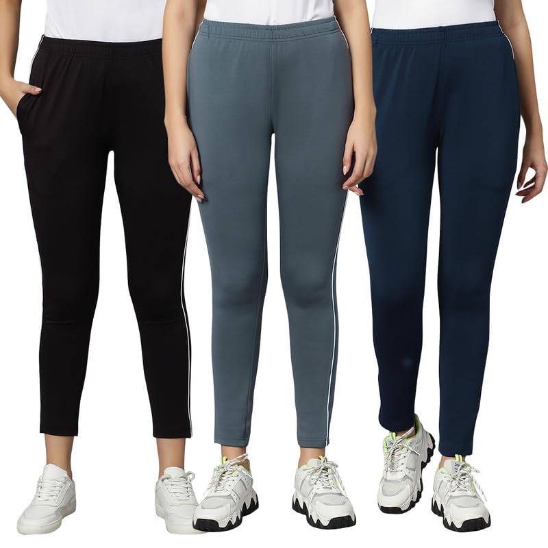 Image of omtex Track Pants for Women with Pockets Elastic Waist Workout Sport,Gym Pants,Yoga Running Pants with Multicolor Trackpants for Women