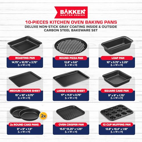 image for Bakken- Swiss Baking Set – 10 Piece – Deluxe Non Stick Black Coati