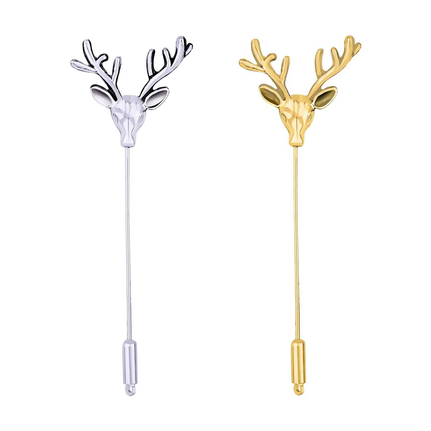 Mahi Combo of Golden and Silver Deer Face Shaped Wedding Lapel Pin/Brooch fro Men (CO1105625M) (B0CL4RJP2J) Amazon Price History, Amazon Price Tracker