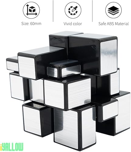 Miniatura 3 de iYallow Cubo de espejo de 3 x 3 x 3 pulgadas, cubo de velocidad para juguetes de alivio del estrés y la ansiedad, rompecabezas de 3 x 3, juguete de