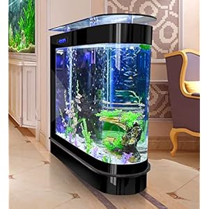 Black Fish Tank 124Gal LED Aquarium Kit Upright Fish Tank Large Glass Fishbowl Glsaa Bar for Patios Living Office Room and Kitchen