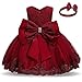 NNJXD Filles Dentelle Broderie Fleur Princesse Robe De Mariée Taille (120) 4-5 Ans 648 Rouge A