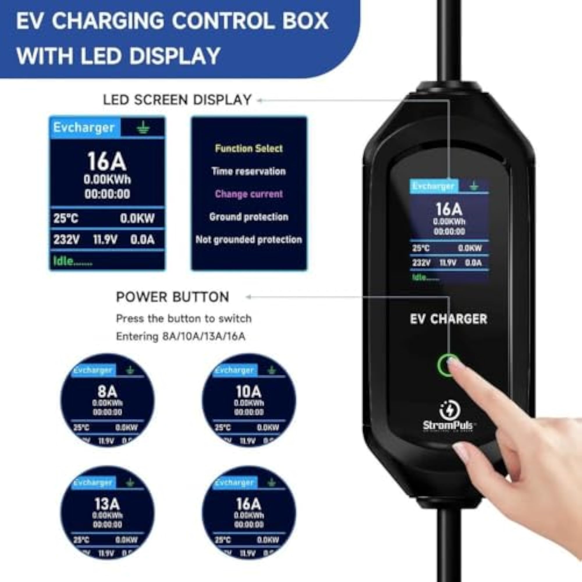 11 kW Portable EV Charger with Smart App