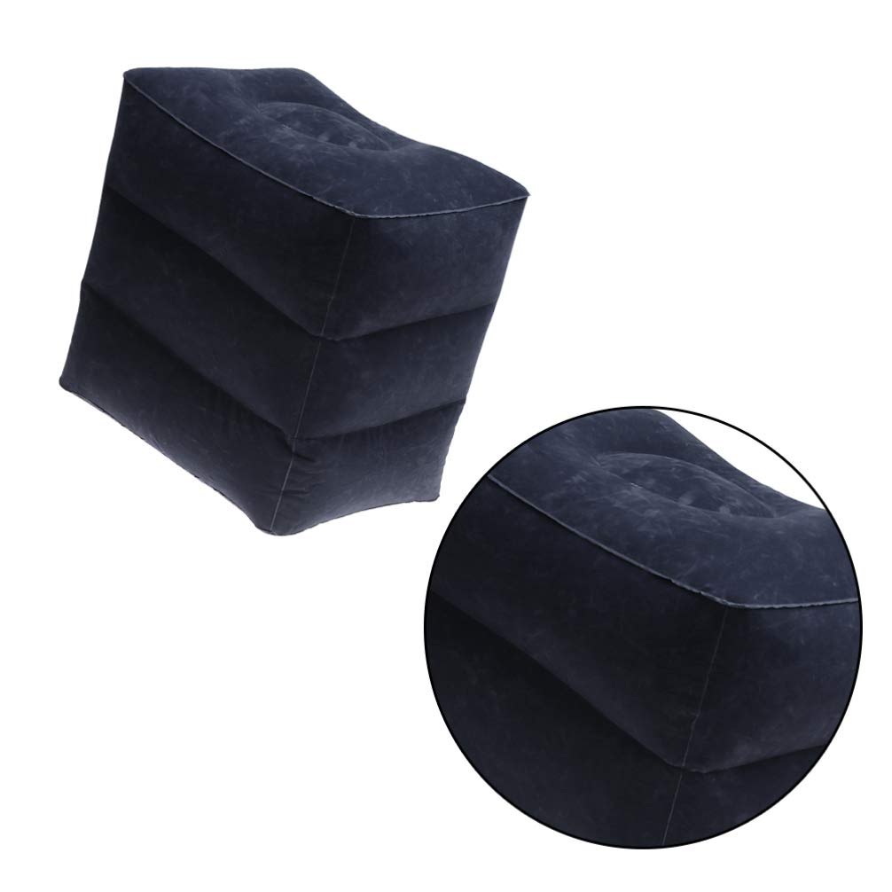 VILLCASE Gonflable pour Avion Coussin Relaxant Portable Tabouret avec Tube Gonflable Et Pochette De Rangement pour Fauteuil Inclinable Bleu Foncé