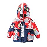 長袖 フランネルダウンジャケット ウルトラマン ダウンジャケット 子供用コート コットンコート 厚手 防寒 暖かい 90CM-150CM (レッド,110cm)